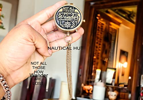 Not All Military Compass For Hiking And Survival- Waterproof Brass Nautical Pocket Compass With Leather Carry Case & Chain For Camping Hunting Climbing Exploring Geology Outdoor Activities #TOP5