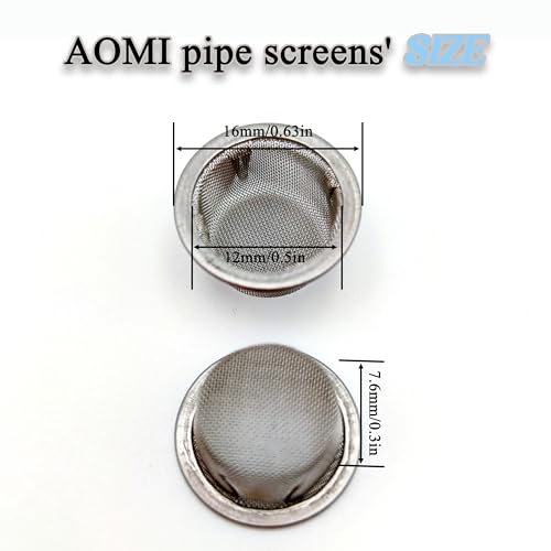 AOMI Pipe Screens Filter Stainless Steel, 30pcs 0.5inch Metal Mesh Bowl Replacement with Box Package for Pipe