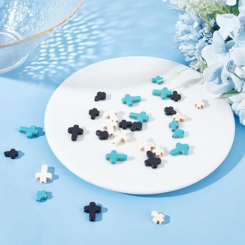 GOMAKERER 210 Pcs 3 Colors Turquoise Cross Beads - Image 4