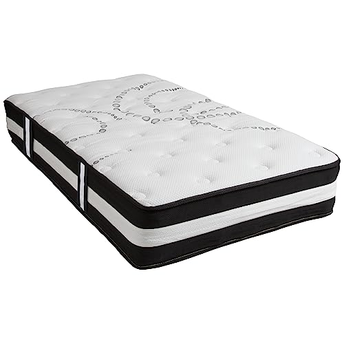 Image of Flash Furniture Capri Comfortable Sleep 12 inch Hybrid Pocket Spring and Foam Mattress in a Box, Foam Pocket Spring Hybrid Mattress for Pressure Relief, Twin
