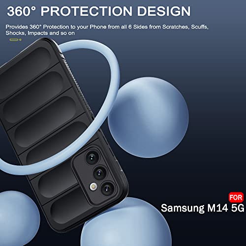 Image of TheGiftKart Liquid Silicon Back Cover Case for Samsung Galaxy M14 5G | Shockproof Military Grade Protection | Micro-Fibre Cloth On Inner Side | Built-in Anti-Slip Grip Back Cover Case (TPU, Black)