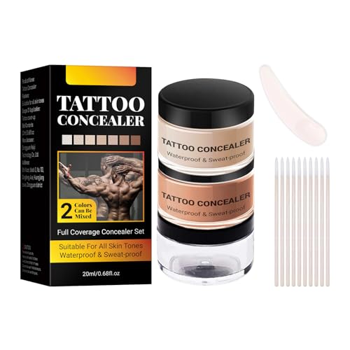 Tattoo Concealer für Körper, Wasserdichtes Abdeck-Make-up mit hoher Deckkraft, Lang anhaltender Body Concealer für Narben, Pigmentflecken & Hautunregelmäßigkeiten