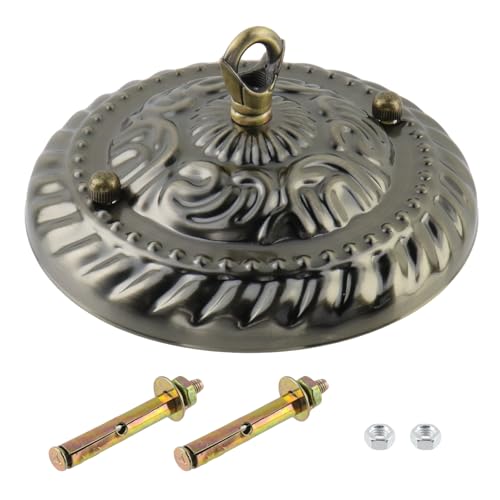 Tighall Ceiling Lighting Plate Lamp Base Ceiling Light Cover Pendant Light Plate with Embossed Pattern Chandelier Accessories with Screw (Antique Brass)
