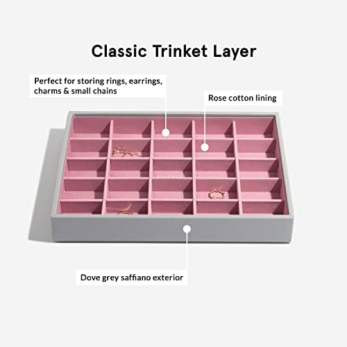Stackers Dove Grey with Antique Rose Classic Medium Jewellery Box, Set of 3