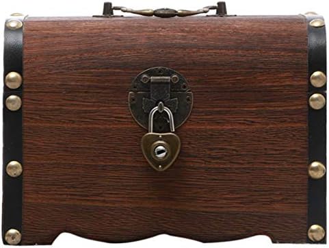 Wooden Piggy Bank, Vintage Treasure Chest with Lock and Keys, Coin Money Storage Case Home Decor, Gifts for Kids & Adults