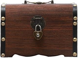 Wooden Piggy Bank, Vintage Treasure Chest with Lock and Keys, Coin Money Storage Case Home Decor, Gifts for Kids & Adults
