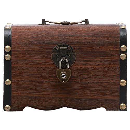 POHOVE Retro-Holz-Sparschwein aus Holz, Schatztruhe, Spardose mit Schloss...