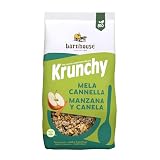 barnhouse krunchy apfel zimt Producto saciante y energético, fuente de hidratos de carbono y rico en fibra. Elaborado sin trigo, sin aceite de palma y endulzado con alternativas al azúcar refinado.