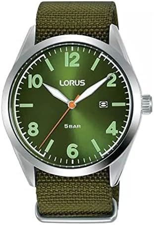 Lorus Men's Analogue Quartz Watch with Green Dial and Green Nylon Strap Watch RH919NX9