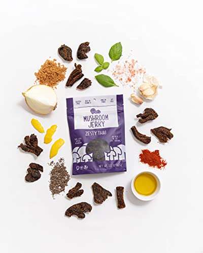 Pan's Mushroom Jerky, Organic, Vegan Snacks, Dried Mushrooms Shitake, Plant Based Jerky, Meatless Jerky, Gluten Free, High In Fiber, With Zesty Thai Flavor (2.2 Ounce, Pack Of 1) #TOP3