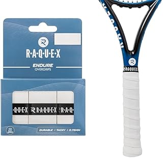 Raquex Taśma overgrip do rakiety Endure 3-pak taśm do rakiety, grubość 0,75 mm, antypoślizgowy uchwyt do rakiety tenisowej, badmintona, squasha, padela, 3 szt