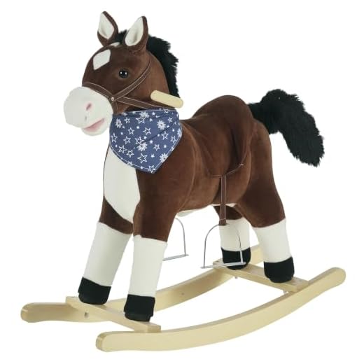 Qaba Kids Plush Ride-On Rocking Horse Toy Cowboy Rocker with Fun Realistic Sounds for Child 3-6 Years Old, Brown