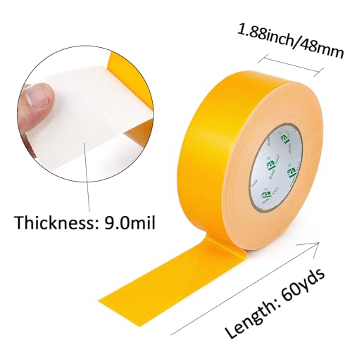 Image of BOMEI PACK Yellow Duct Tape, Heavy Duty Strong Waterproof Industrial Color Duct Tape 9.0mil x 1.88inch x 60yds for Packing and Repairing