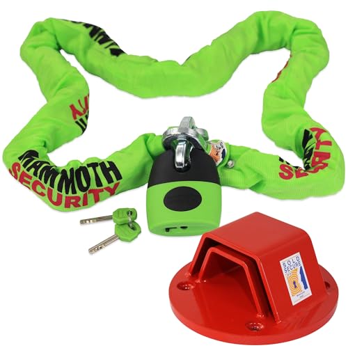Chaîne et lock 1.8 m Thatcham avec ancrage au sol pour protéger sa moto contre le vol