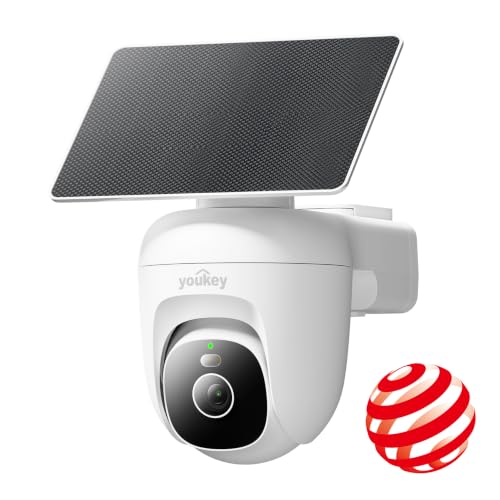 youkey S340 Solar Security Camera, 24/7 AOV Recording, 82ft Early Detection
