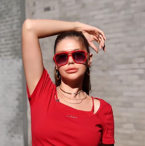 FEISEDY Retro Aviator Sunglasses for Women Men Vintage Trendy Oversized Square Shades UV400 B01063