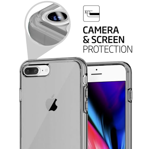 Image of TENOC Phone Case Compatible with iPhone 7 Plus & iPhone 8 Plus, Gray Case Clear Shockproof Protective Bumper Slim Cover for 5.5 Inch