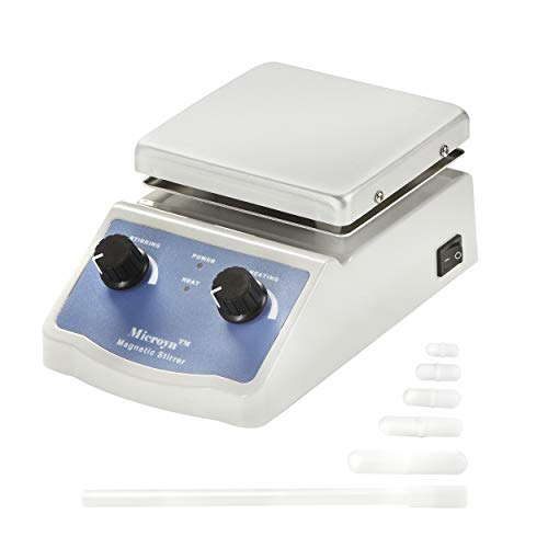 Analog Laboratory Magnetic Stirrer Hotplate Set with Five Stir Bars and a Stir Bar Retriever, 12cm x 12cm (~5x5inch) Panel, 380Â°C, 100-1600rpm, 110V