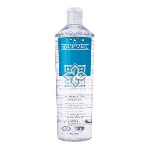 GYADA COSMETICS Acqua Micellare Purificante ad Azione Rinfrescante e Lenitiva per Pelli Miste e Grasse, Elimina Makeup, Impurità e Particelle Inquinanti a Base di Aloe Vera, 500 ml