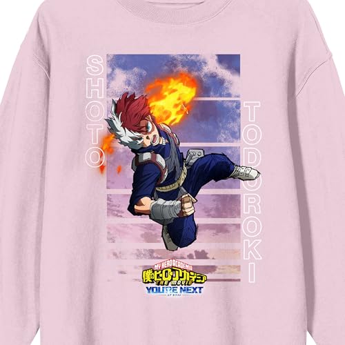 My Hero Academia: You're Next (Movie 4) - Shoto Todoroki, Logo text, Sky Background on Cradle Pink Adult Crew Neck Sweatshirt2