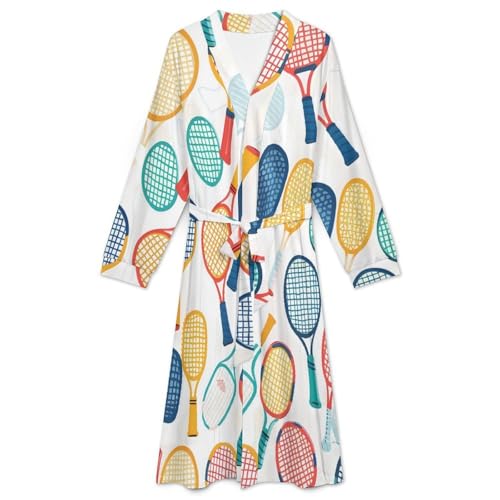 Colorful Pickles Ball Soft Robe Long Sleeve Bathrobes V Neck Sleepwear Spa Robes with Belt Men Woman3