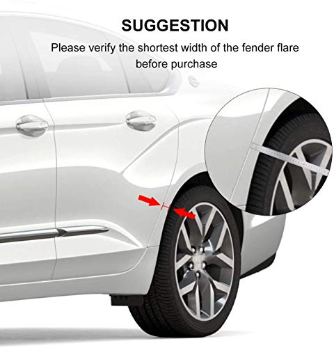 ALAVENTE Car Wheel Tires Eyebrow Strip, 2 Pcs Universal Car Wheel Fender Flare Extension Wheel Eyebrow Arch Trim Lips Strip 2.16 inch / 55mm Extension Moulding Protector (2.16×59 inch) - Thumbnail 3