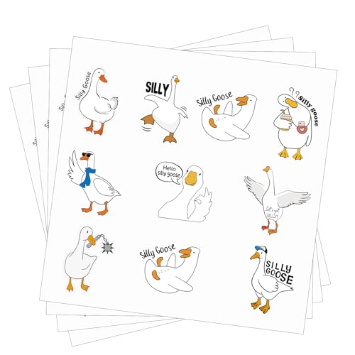 Blulu Silly Goose Temporary Tattoos 8 Sheets 80 Pcs One Goose Birthday Decorations Cute Animals Themed Fake Tattoo Stickers for Classroom Prize School Gifts Carnival Birthday Party Favors(Funny)