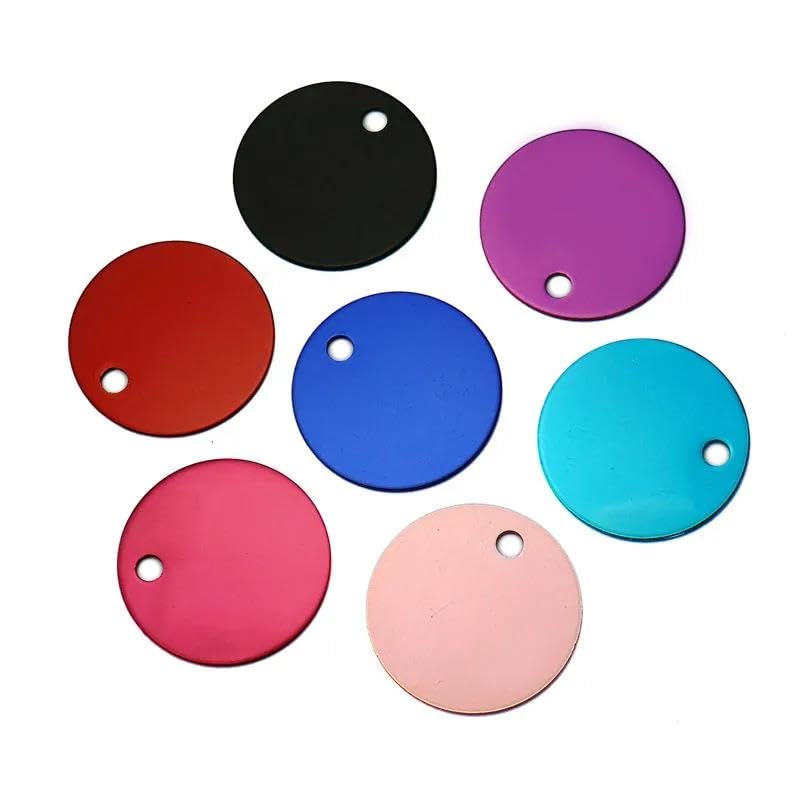 Wholesale Lot de 100 étiquettes d'identification personnalisées pour animaux de compagnie en aluminium Plaque d'identification pour animal domestique gravable Étiquettes rondes vierges Étiquettes de