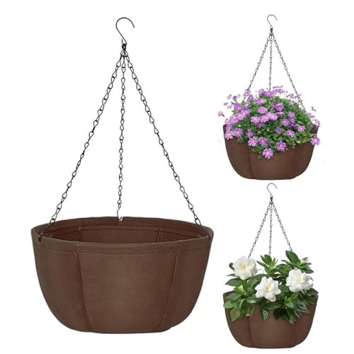 Panier de fleurs d'extérieur portable marron avec drainage optimal - 8