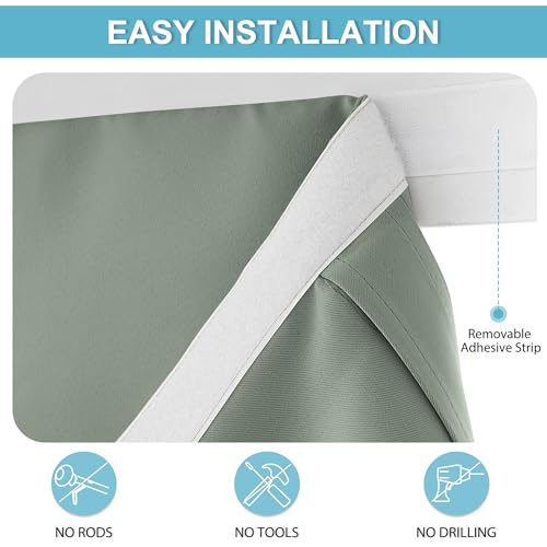 Image of RYB HOME Door Curtains for Small Windows, Room Darkening Sides Heavy Duty Vertical Door Blinds /Shades Full Privacy for Patio Window, 1 Panel, Sage Green W12 x L40