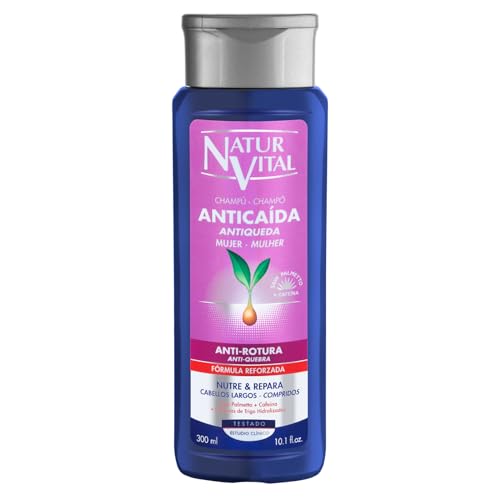 NaturVital Shampoo anticaduta anti-rottura per capelli lunghi | senza parabeni e silicone | con Saw Palmetto + Ginseng + caffeina - 300 ml