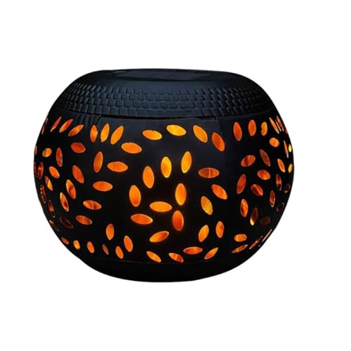 FOMIYES Lámpara Solar para Jardín de Hierro Estilo Cerámica Luz Decorativa Negra para Exteriores Linterna Solar de Mesa Adecuado para Patio y Césped Resistente y Funcional