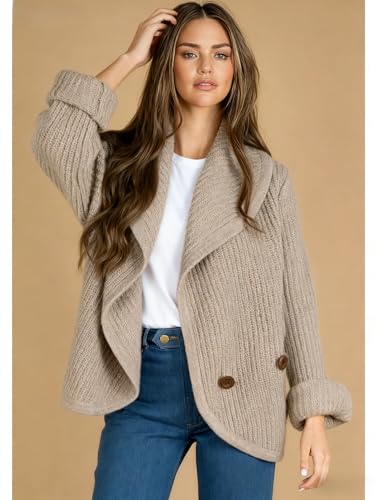 AMEBELLE Cardigan Sweaters for Women Trendy Fall Oversized Long Sleeves Chunky Cardigan Jacket Knit Outwear with Lapel Collar2