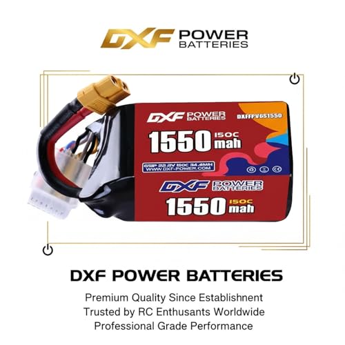 DXF 6S 1550mAh Lipo Battery 22.2V 150C with XT60 Plug RC Graphene Battery for FPV Drone Quadcopter Helicopter Airplane RC Boat Car Racing Models(2 Pack) - Image 8
