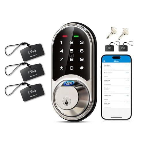 Veise RZ07 Smart Lock, Fingerprint Door Lock, 7-in-1 Keyless Entry with App Control with VK01 IC Cards