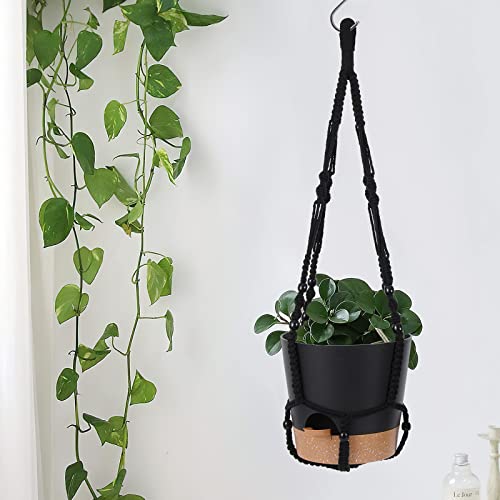 Gardife Hanging Planters For Indoor Plants,3Pcs Hanging Basket For Indoor Outdoor Boho Home Decor,Macrame Plant Hanger,35 Inches,4Mm, Ivory,Self Watering Planters, 9/8/7.5 Inch,Black&Black #TOP2