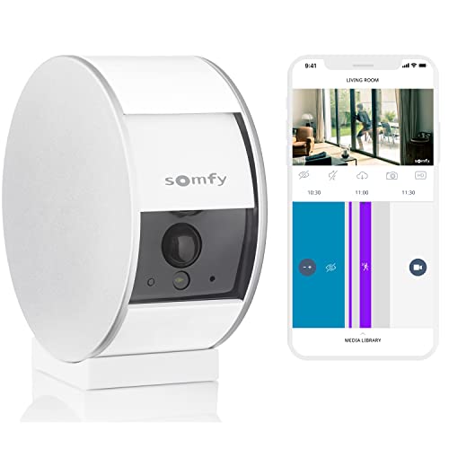 Somfy 2401507A 屋内カメラ、WiFi 監視カメラ、フル HD、マイク、スピーカー、モーションセンサー、Alexa、Google アシスタント、Apple HomeKit と互換性あり