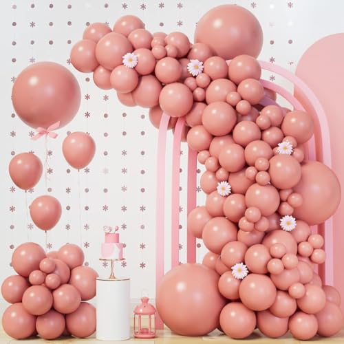 Image of AR Giftzadda Dusty Pink Balloons 50 pcs Pink Balloons for Bride to be Welcome Baby Girls Women Birthday Party Decorations (RK 10)