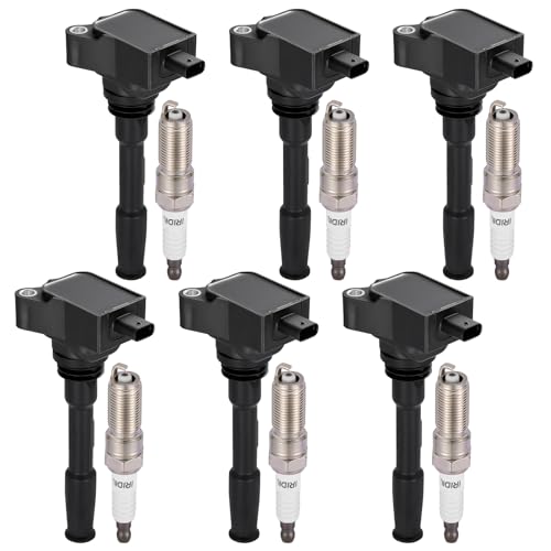 Image of BDFHYK 6 Ignition Coil Pack UF827 and 6 Iridium Spark Plug 95927 Compatible with Edge Explorer F-150 Police Interceptor Utility, Compatible with Lincoln Aviator Nautilus Coil for JT4Z12029A KT4Z12029A