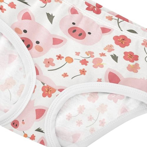 Wusikd Pig Face Girls' Underwear Cotton Pink Flowers Girls Briefs Soft Toddler Underwear 2T4