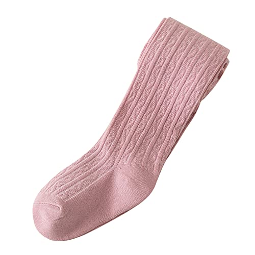 Toddler Girls Cotton Tights, Footed Warm Cable Knit Leggings, Little Girls Solid Basic Pantyhose Stocking (E, 6-8 Years)