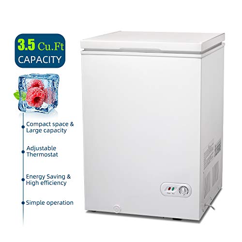 image for Kismile 3.5 Cubic Feet Chest Freezer with Removable Basket Free Standi