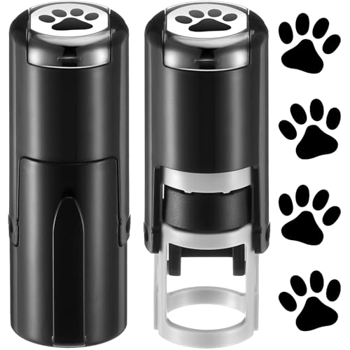 Supervitae 2 Pack Paw Print Stamps Animal Paw Print Stamper Mini Black Self Inking Stamps for Classroom Party Educational Learning Activities Craft Supplies by Supervitae - Used condition - US$12.94