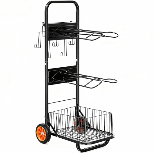 Rolling Horse Saddle Rack Cart Foldable Saddle Pad Rack Stand 3 Tier Heavy Duty with Removable Saddle Stands & Storage Basket Horse Tack Organizer for Stable Storage Moving Transport Supplies