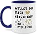 Tasse Tassen 325ml - Hochzeit - Willst du mich heiraten - Ja Nein Vielleicht schwarz - 325 ml - Dunkelblau - mit frage 'willst hochzeitsgeschenk heirat hochzeitsgeschenke hochzeits gastgeschenke