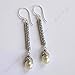 Sterling Silver Dangle Earrings with White Baroque Pearls JD169 Boho Vintage Drop Earrings