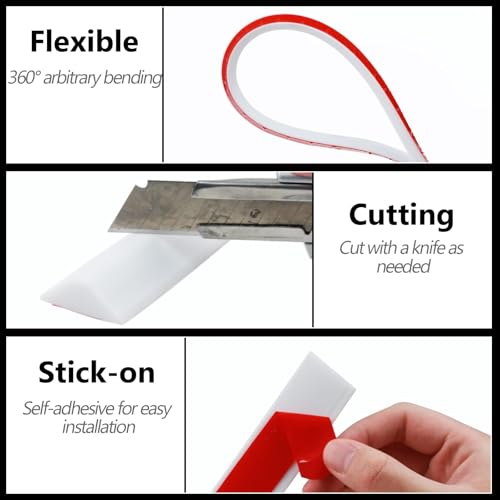 Image of Collapsible Shower Threshold Water Dam, Shower Door Water Dam Barrier, Dry and Wet Separation Door Dam Water Stopper Kitchen Shower Threshold Silicon Water Blocker(39Inch)