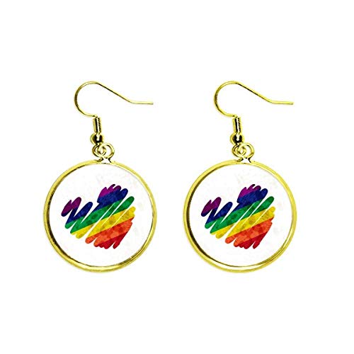 Pendientes LGBT arcoíris drop dorados joyería dangle mujer para vestidos de fiesta