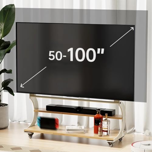 Soporte móvil para TV ajustable en altura blanco miniatura 3