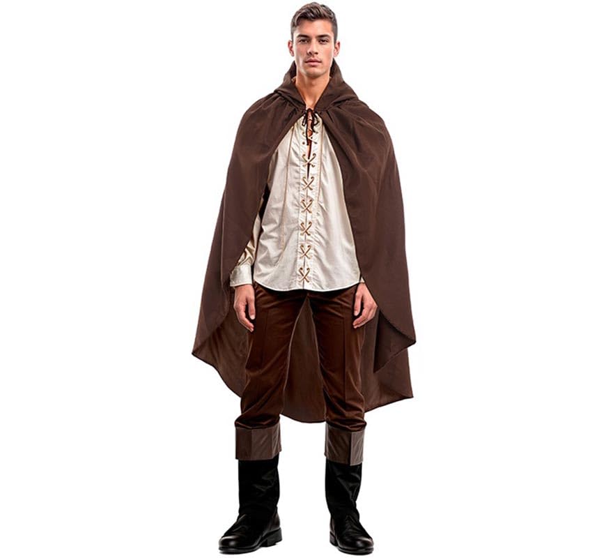 Partilandia | Capa medieval castanha com capuz adulto (tamanho único)
